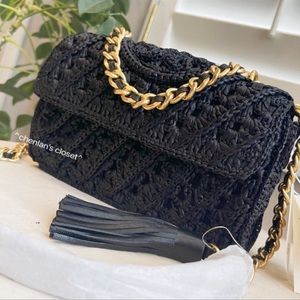 🔥NeW! $598 Tory Burch Small Raffia Fleming